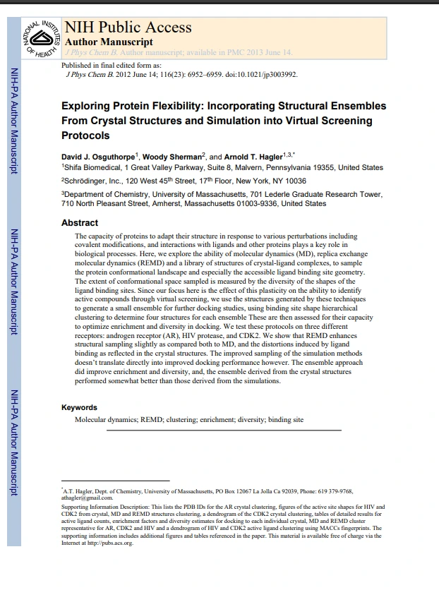 article Exploring Protein Flexibility: Incorporating Structural Ensembles From Crystal Structures and Simulation into Virtual Screening Protocols