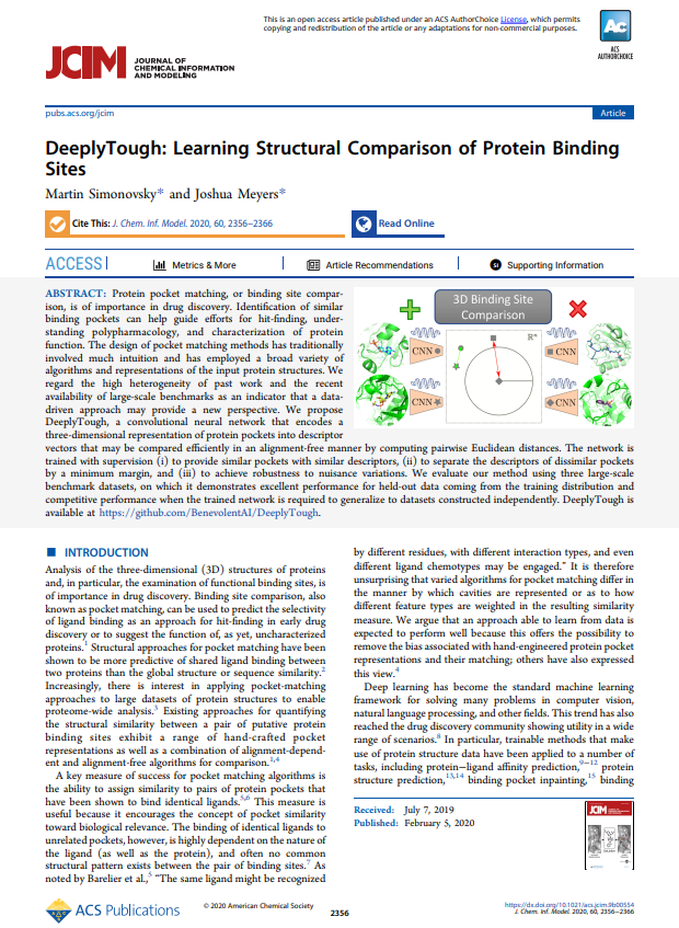 article DeeplyTough: Learning Structural Comparison of Protein Binding Sites